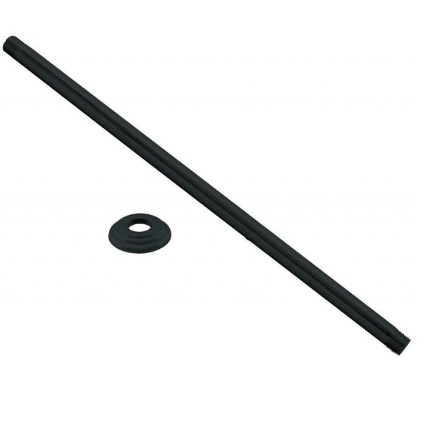 Westbrass 1/2" IPS x 36" Ceiling Mounted Shower Arm W/ Flange in Powdercoated Flat Black D3636A-62